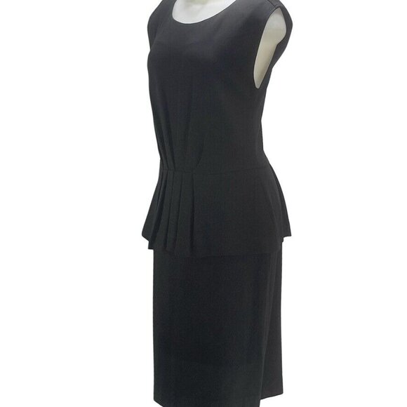 TAYLOR Dress Women's Size10 Sheath Black Stretch Ponte Peplum Pencil Midi - Picture 3 of 13